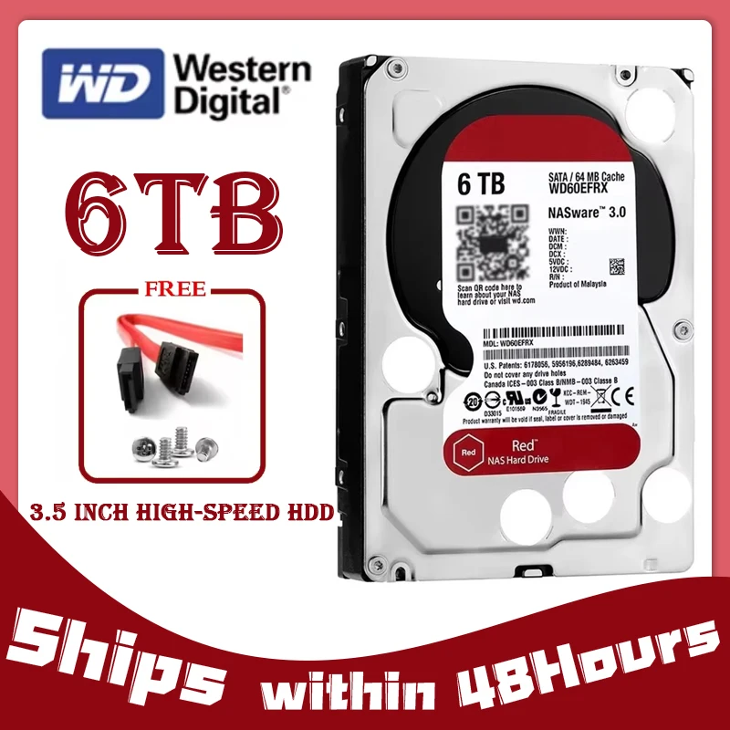WD Red 6 ТБ (WD60EFRX) 3,5 "SATA 6 Гбит/с 64 МБ 5400 об/мин для внутреннего жесткого диска для жесткого диска NAS
WD Red 6 ТБ (WD60EFRX) 3,5 "SATA 6 Гбит/с 64 МБ 5400 об/мин для внутреннего жесткого диска для жесткого диска NAS