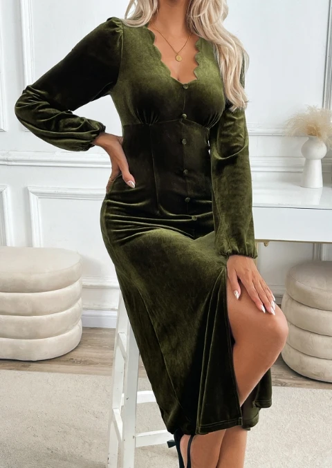 2025 New Autumn/Winter Elegant Retro Wave Edge V-neck Velvet Split Solid Color Dress
2025 New Autumn/Winter Elegant Retro Wave Edge V-neck Velvet Split Solid Color Dress