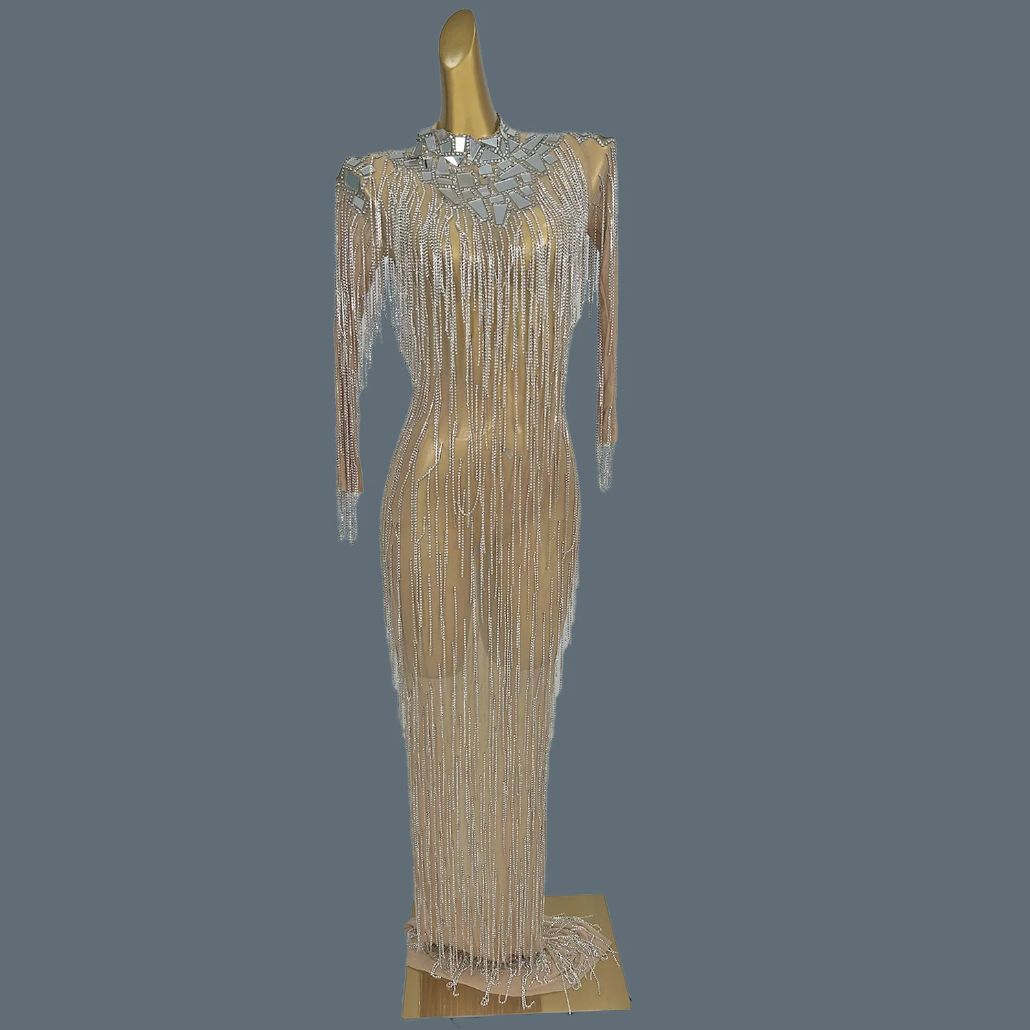Women High-end Evening Dress for Formal Sparkly Rhinestone Tassel Sexy Mesh Long Dress Birthday Celebrate Party Bar Robe yinjing
Women High-end Evening Dress for Formal Sparkly Rhinestone Tassel Sexy Mesh Long Dress Birthday Celebrate Party Bar Robe yinjing