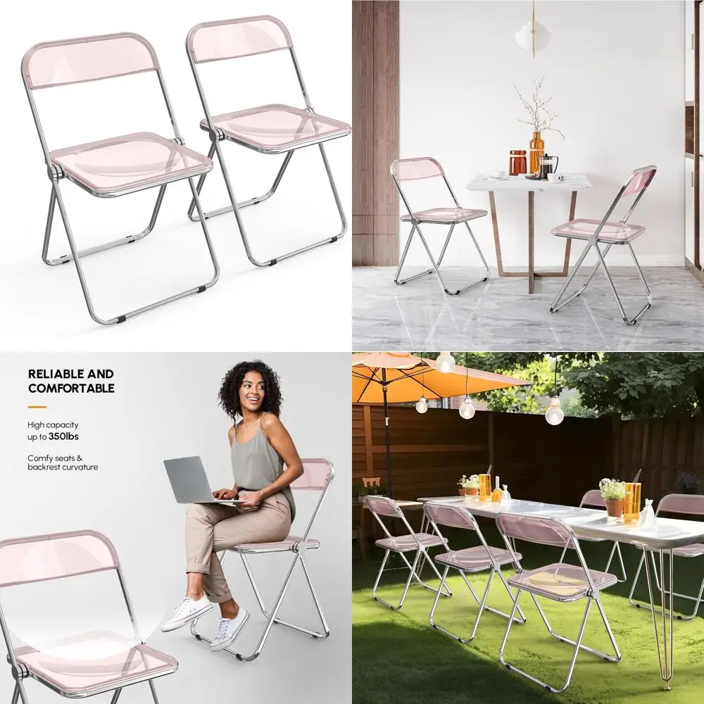 Набор из 2 прозрачных акриловых складных стульев, штабелируемых, с металлическим хромированным каркасом, розовый, с поддержкой до 350 фунтов.
Набор из 2 прозрачных акриловых складных стульев, штабелируемых, с металлическим хромированным каркасом, розовый, с поддержкой до 350 фунтов.