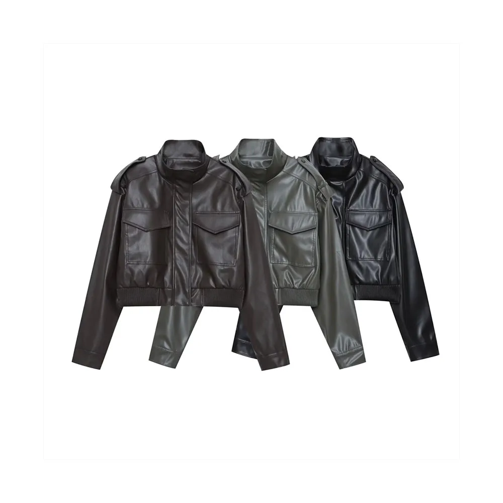 Autumn New Product Women's Stand up Collar Loose Short Jacket Leather Coat
Autumn New Product Women's Stand up Collar Loose Short Jacket Leather Coat