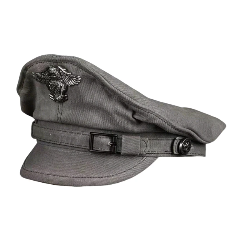 Retro Navy Peaked Sailor Cap Men Flat Top Hats Military Hat Male Canvas Grey Eagle Belt Locomotive Casquette
Retro Navy Peaked Sailor Cap Men Flat Top Hats Military Hat Male Canvas Grey Eagle Belt Locomotive Casquette