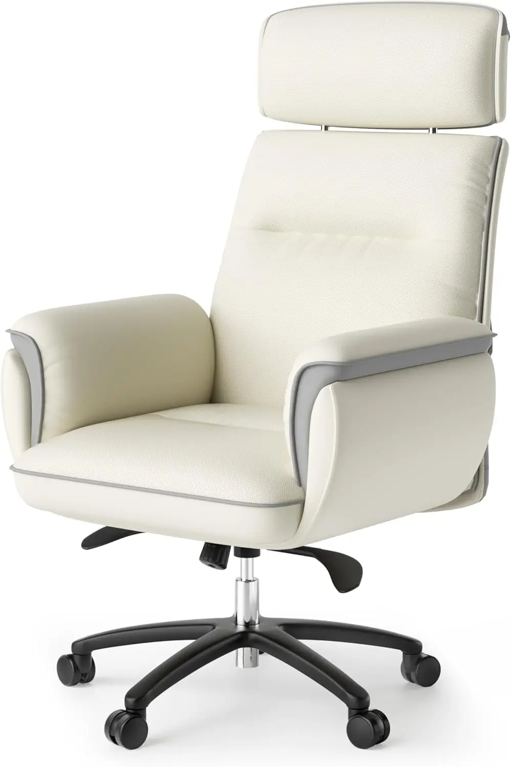 Microfiber Leather Office Chair Ergonomic Desk Chair, with Elevatable Headrest & Padded Armrests, Beige
Microfiber Leather Office Chair Ergonomic Desk Chair, with Elevatable Headrest & Padded Armrests, Beige