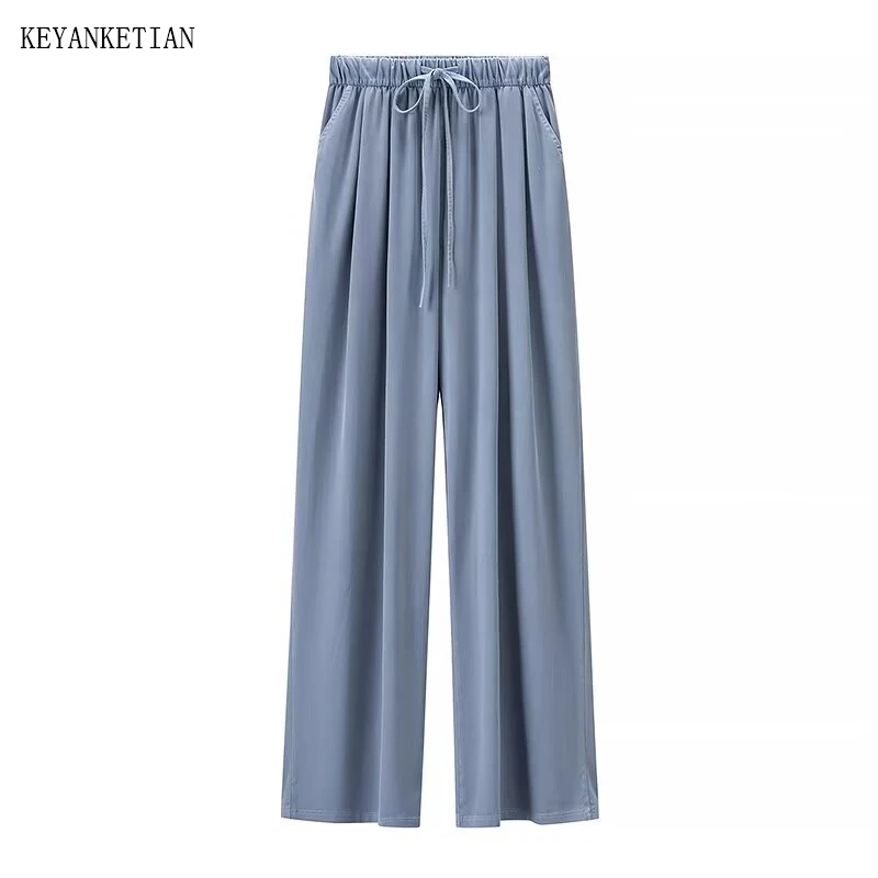 KEYANKETIAN 2026 New Woman Comfy Tencel Denim Wide Leg Pants Elastic Drawstring Waist Blue Summer Loose Jeans Thin Jeans
KEYANKETIAN 2026 New Woman Comfy Tencel Denim Wide Leg Pants Elastic Drawstring Waist Blue Summer Loose Jeans Thin Jeans