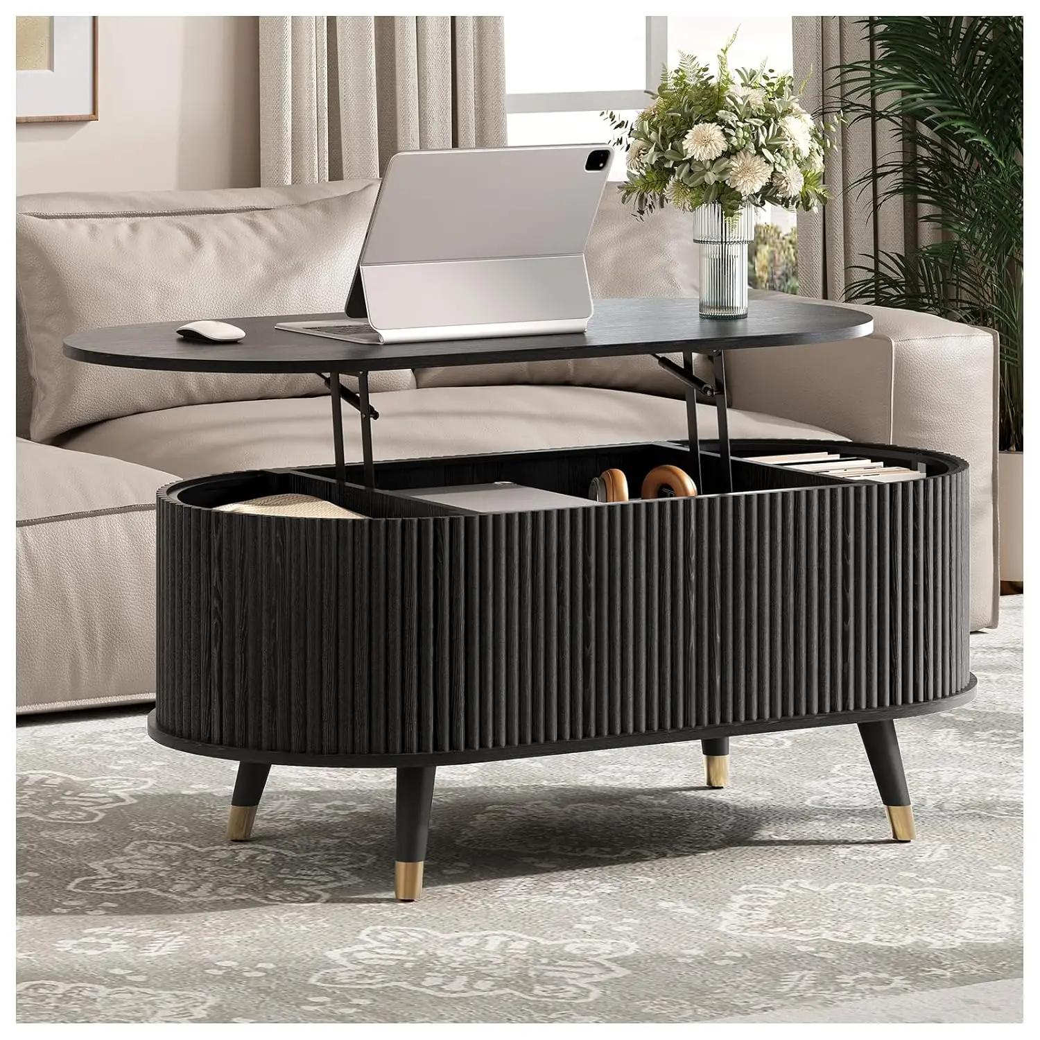 Oval Coffee Table with Storage,Multifunctional Lift Top Drum Coffee Table, Small Fluted Center Table for Living, Customized
Oval Coffee Table with Storage,Multifunctional Lift Top Drum Coffee Table, Small Fluted Center Table for Living, Customized