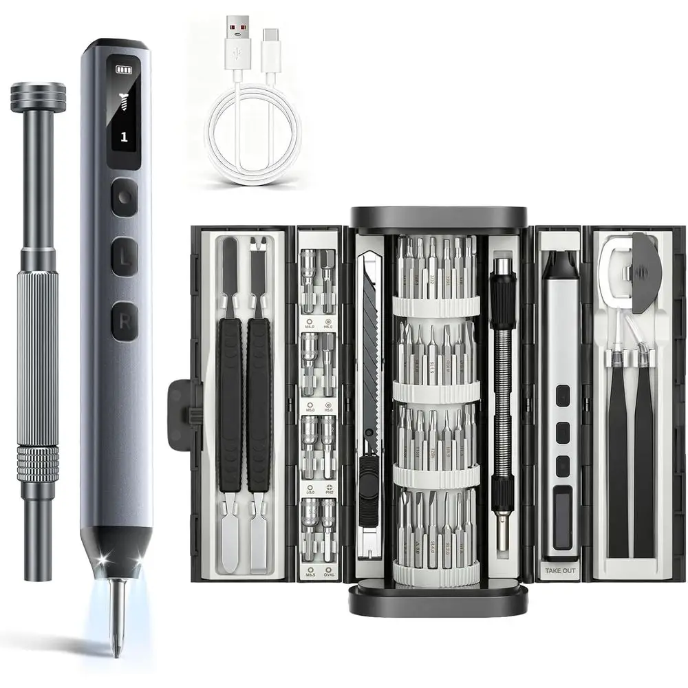 All-in-One 83-Function Mini Electric Screwdriver Kit with 72 Bits, LED Light, 5 Torque Settings for Precision Repairs
All-in-One 83-Function Mini Electric Screwdriver Kit with 72 Bits, LED Light, 5 Torque Settings for Precision Repairs