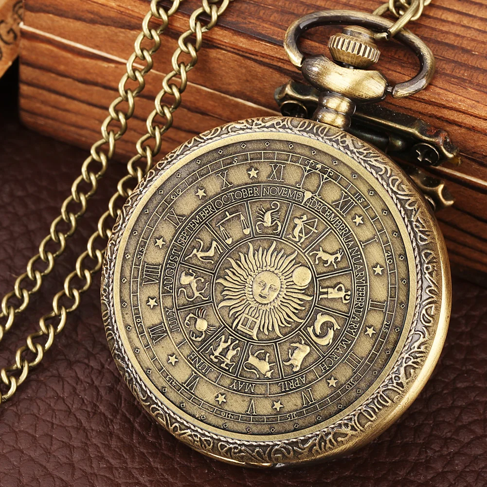Bronze Vintage Tarot Commemorative Pattern Pocket Watch Constellation Lucky Sun Moon Necklace Memorial For Male Kids Relogio Saa
Bronze Vintage Tarot Commemorative Pattern Pocket Watch Constellation Lucky Sun Moon Necklace Memorial For Male Kids Relogio Saa