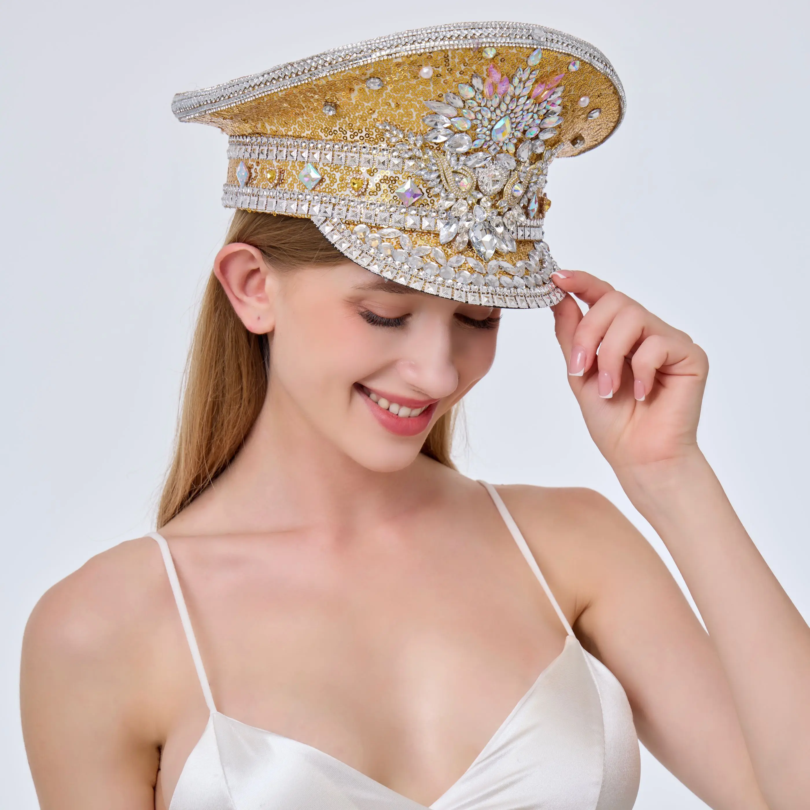 Steampunk Captain Hat Rhinestone for Burning Man Festival Woman, Vintage Military Accessories & Cap for Man
Steampunk Captain Hat Rhinestone for Burning Man Festival Woman, Vintage Military Accessories & Cap for Man