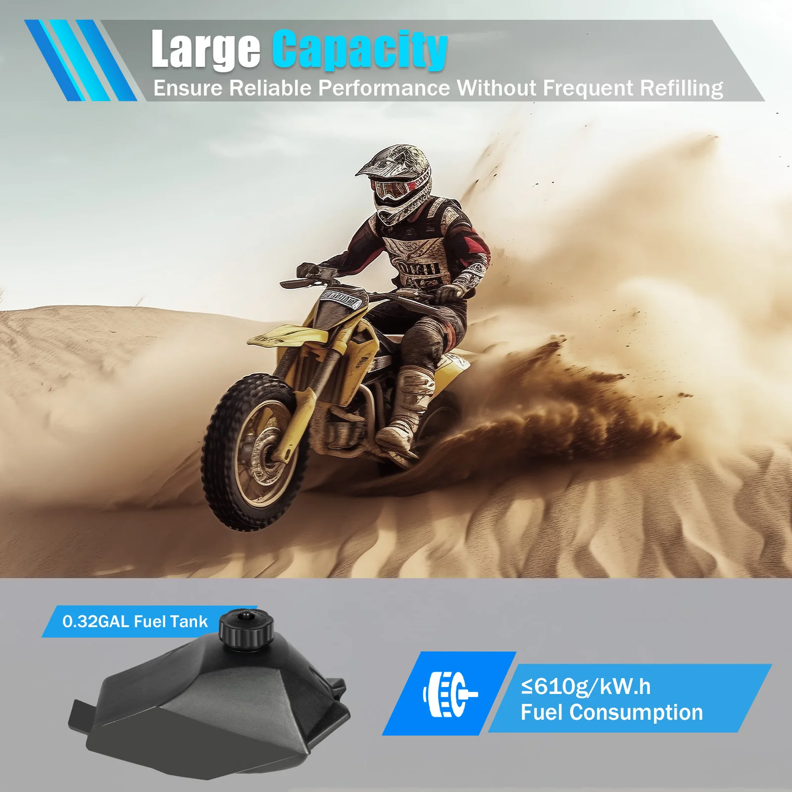 49cc ATV Motor Kit with Gear Arm | T8F Chain, 3PS Max Horsepower, 1.9kw Power Single Cylinder 2-Stroke Engine Kit | 49.85CC, T8F
49cc ATV Motor Kit with Gear Arm | T8F Chain, 3PS Max Horsepower, 1.9kw Power Single Cylinder 2-Stroke Engine Kit | 49.85CC, T8F