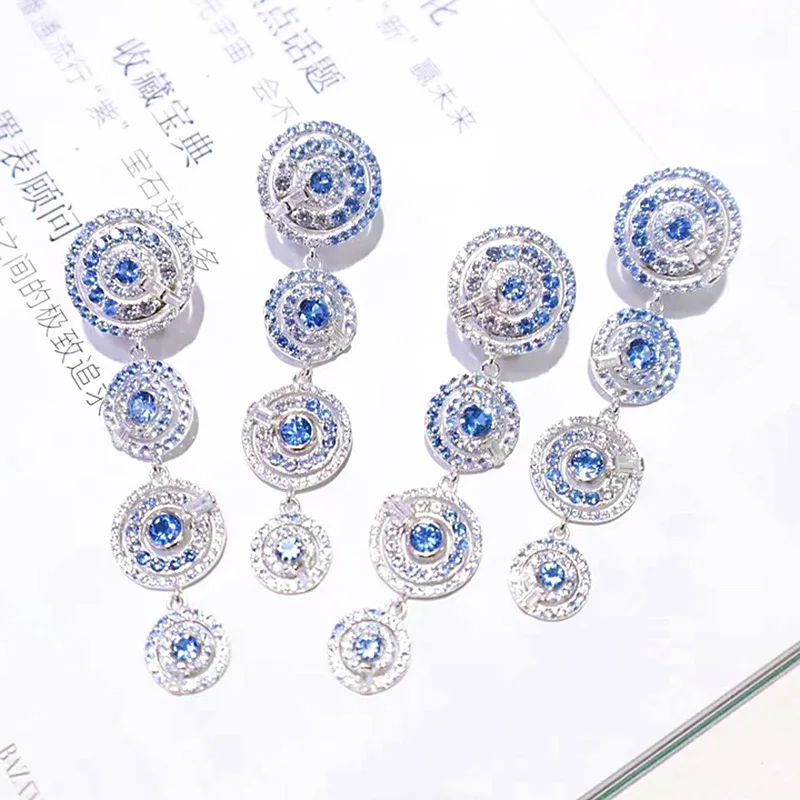 ZOCA Fashion Round Blue Long Earrings 925 Sterling Silver Top Zircon Set Premium Jewelry Gift Girlfriend Party Wedding
ZOCA Fashion Round Blue Long Earrings 925 Sterling Silver Top Zircon Set Premium Jewelry Gift Girlfriend Party Wedding