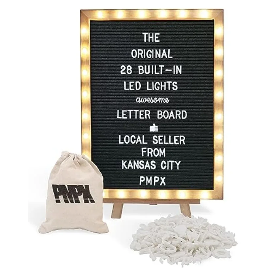Letter Board THE ORIGINAL Felt Board with Stand, Built-in LED Lights 12 x 16 -Menu Board + Wood Frame, 690 Letters, Emojis + Cu
Letter Board THE ORIGINAL Felt Board with Stand, Built-in LED Lights 12 x 16 -Menu Board + Wood Frame, 690 Letters, Emojis + Cu
