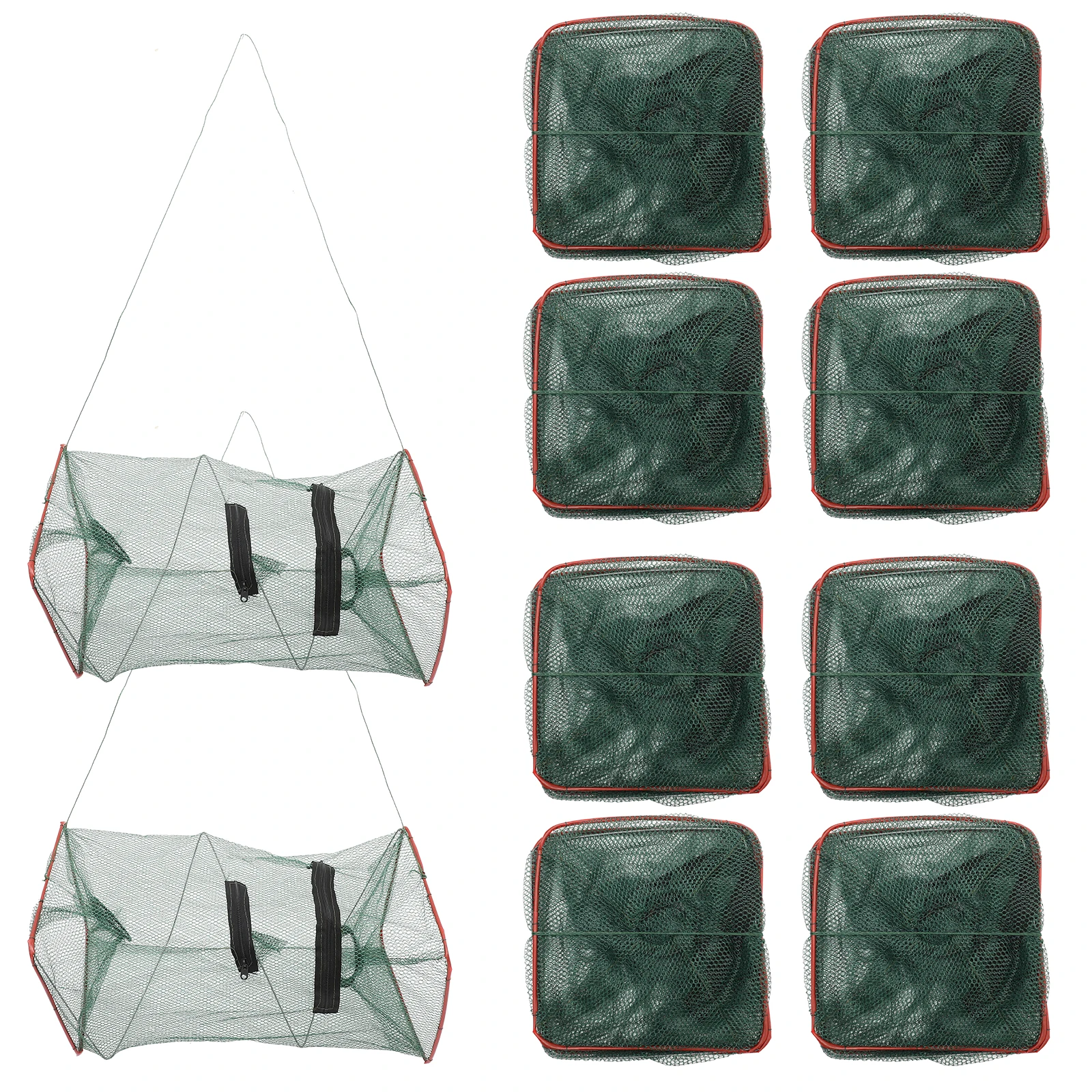 10 Pcs Fish Cage Mesh Shrimp Net Foldable Aquaculture Cage Large Capacity Rectangle Steel Frame Fishing Nylon Net Outdoor
10 Pcs Fish Cage Mesh Shrimp Net Foldable Aquaculture Cage Large Capacity Rectangle Steel Frame Fishing Nylon Net Outdoor