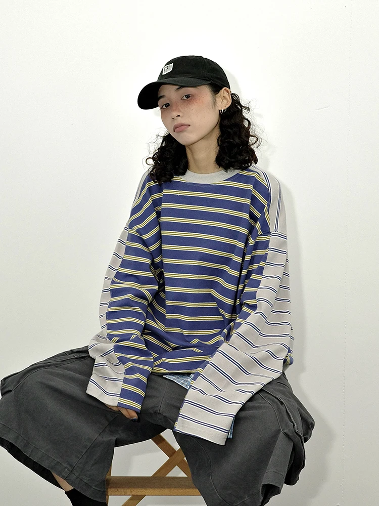 Gulu Oh American Retro Striped Long Sleeve T-Shirt Unisex Loose Fit Casual Top for Spring And Autumn Cotton Polyester Blend
Gulu Oh American Retro Striped Long Sleeve T-Shirt Unisex Loose Fit Casual Top for Spring And Autumn Cotton Polyester Blend