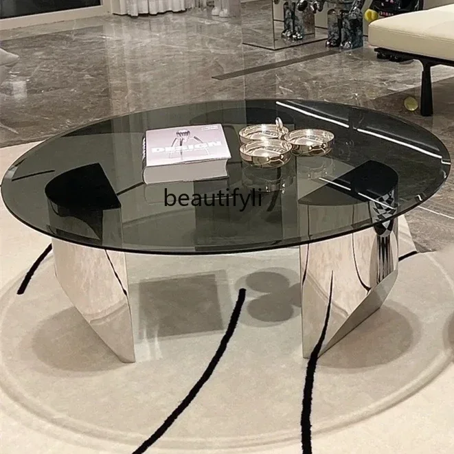 new zqItalian Minimalist round Coffee Table Stainless Steel Glass Tea Table
new zqItalian Minimalist round Coffee Table Stainless Steel Glass Tea Table