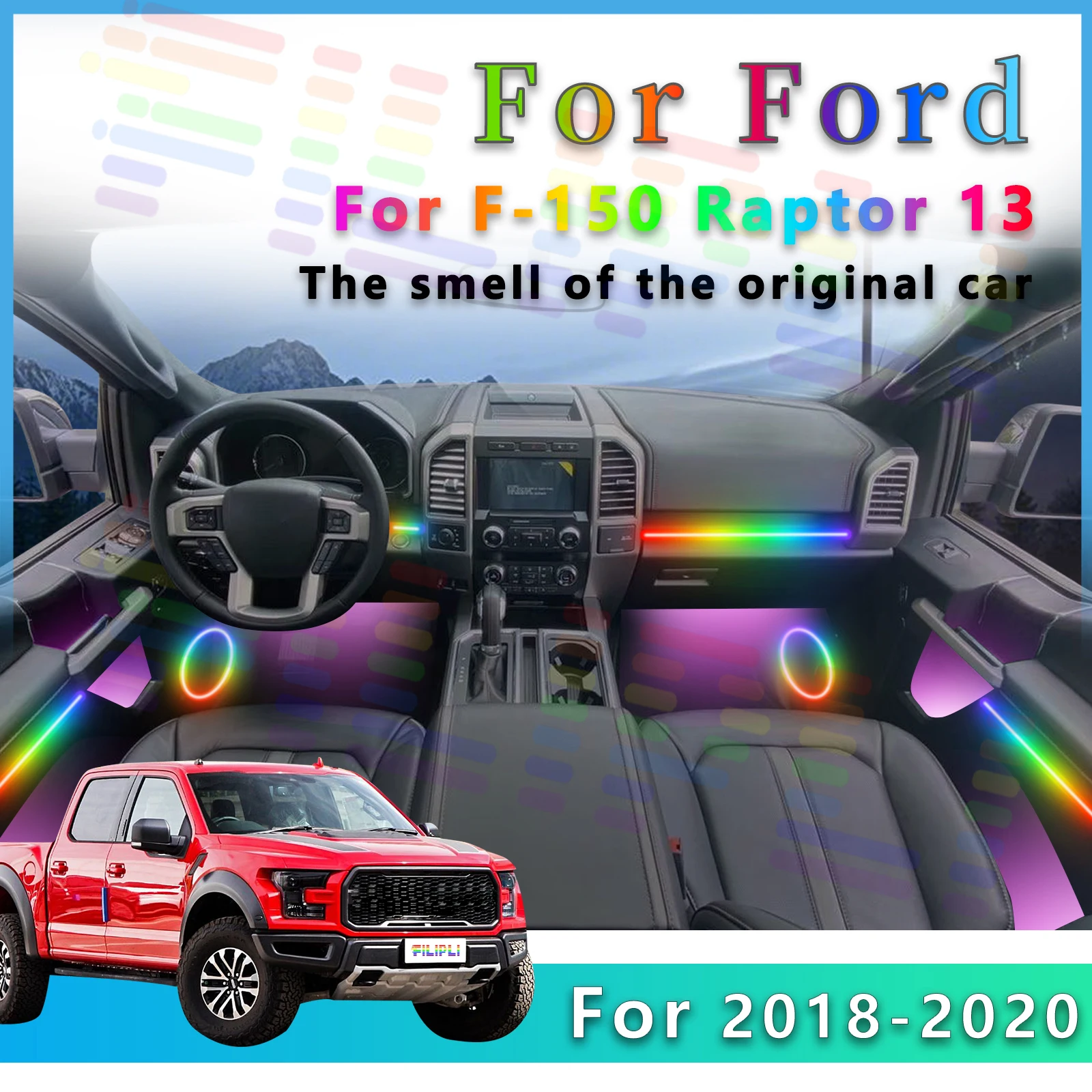 Для Ford F-150 Raptor 13-го поколения, украшение интерьера, светодиодное окружающее освещение, 64 цвета, акриловая лампа с управлением через мобильное приложение
Для Ford F-150 Raptor 13-го поколения, украшение интерьера, светодиодное окружающее освещение, 64 цвета, акриловая лампа с управлением через мобильное приложение