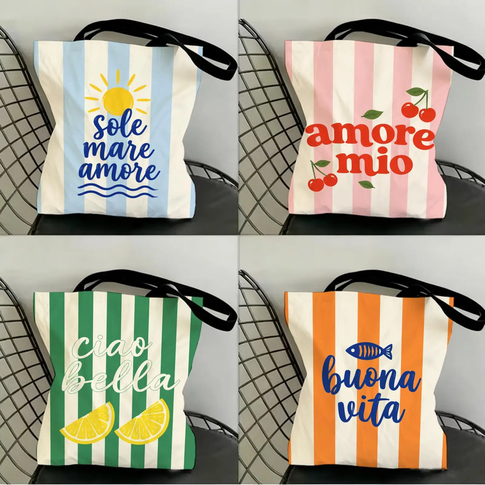 Assorted Stylish Letter Print Storage Bags Canvas Double-Sided Print Women Large Tote Bag Durable Beach Picnic Foldable Gift Eco
Assorted Stylish Letter Print Storage Bags Canvas Double-Sided Print Women Large Tote Bag Durable Beach Picnic Foldable Gift Eco