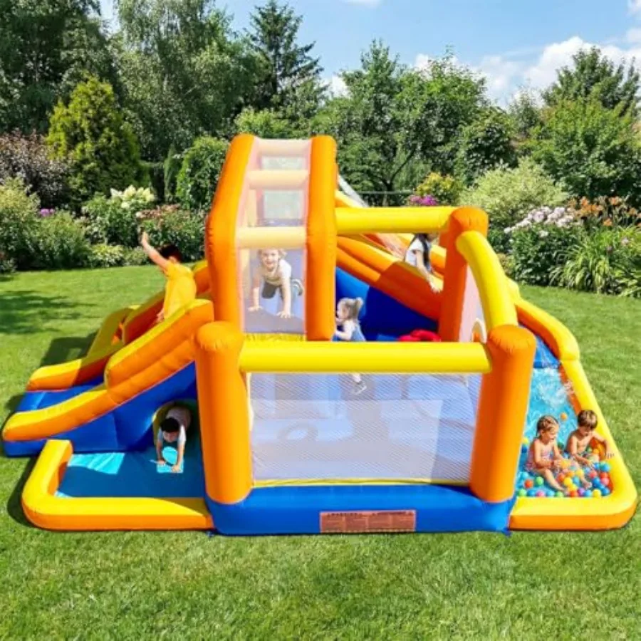 Backyard party bounce house: extra large dual-zone water play with front/back slides pools climbing walls crawl tunnels bounce
Backyard party bounce house: extra large dual-zone water play with front/back slides pools climbing walls crawl tunnels bounce