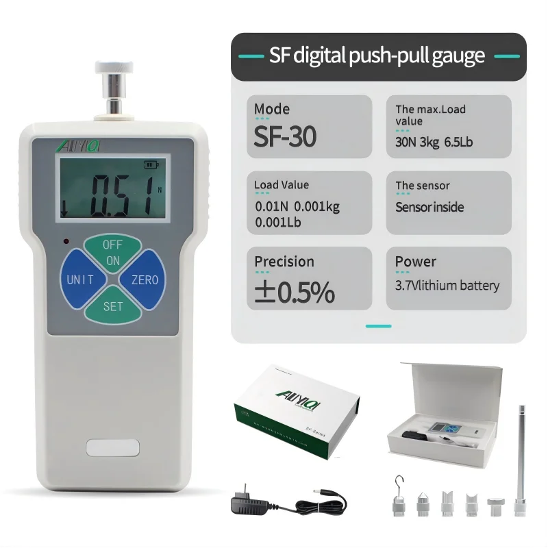 ALIYIQI Brand SF-30N 30N;3kg;6.5Lb Digital Force Gauge Pull And Push Protable Volume Tool Dynamometer Force Meter
ALIYIQI Brand SF-30N 30N;3kg;6.5Lb Digital Force Gauge Pull And Push Protable Volume Tool Dynamometer Force Meter