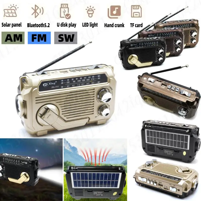 Солнечная зарядка FM AM SW Радио Портативная ручная зарядка Bluetooth Радио Аварийный фонарик Динамик Поддержка TF-карты U-диска
Солнечная зарядка FM AM SW Радио Портативная ручная зарядка Bluetooth Радио Аварийный фонарик Динамик Поддержка TF-карты U-диска