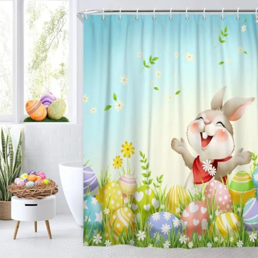 Happy Easter Shower Curtain, Funny Spring Flowers Bathroom Curtain Waterproof Fabric Machine Washable with Hooks, 72" Wx72 L
Happy Easter Shower Curtain, Funny Spring Flowers Bathroom Curtain Waterproof Fabric Machine Washable with Hooks, 72" Wx72 L