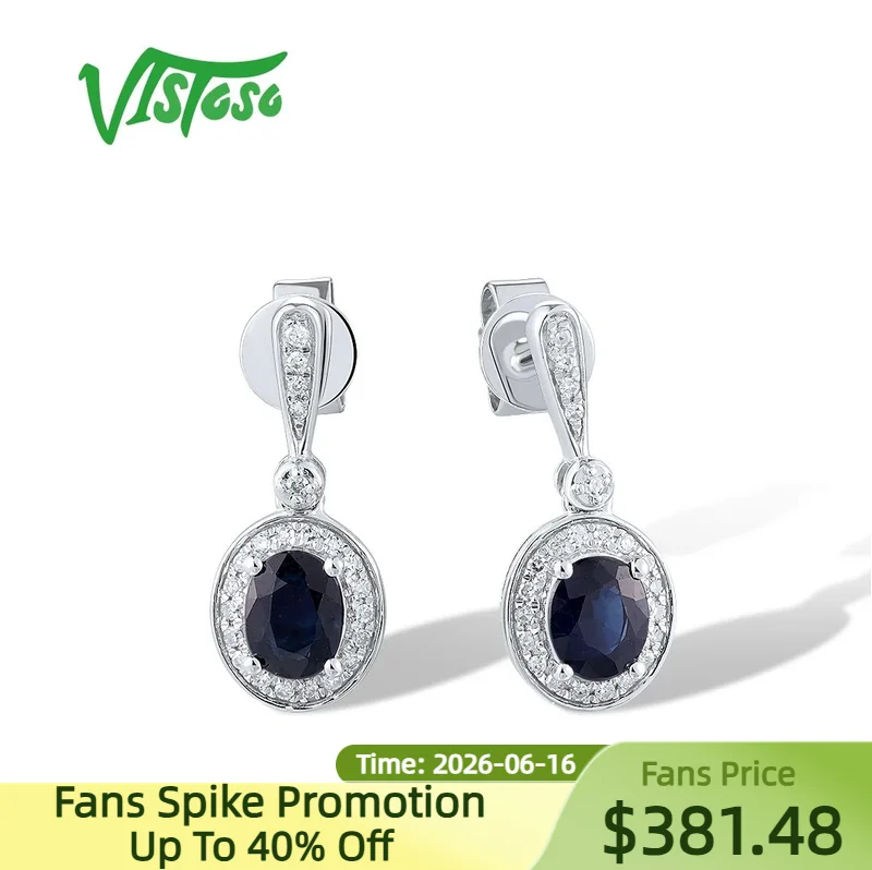 VISTOSO 14K 585 White Gold Stud Earrings For Women Sparkling Diamonds Blue Sapphire Dangling Chic Wedding Gifts Fine Jewelry
VISTOSO 14K 585 White Gold Stud Earrings For Women Sparkling Diamonds Blue Sapphire Dangling Chic Wedding Gifts Fine Jewelry