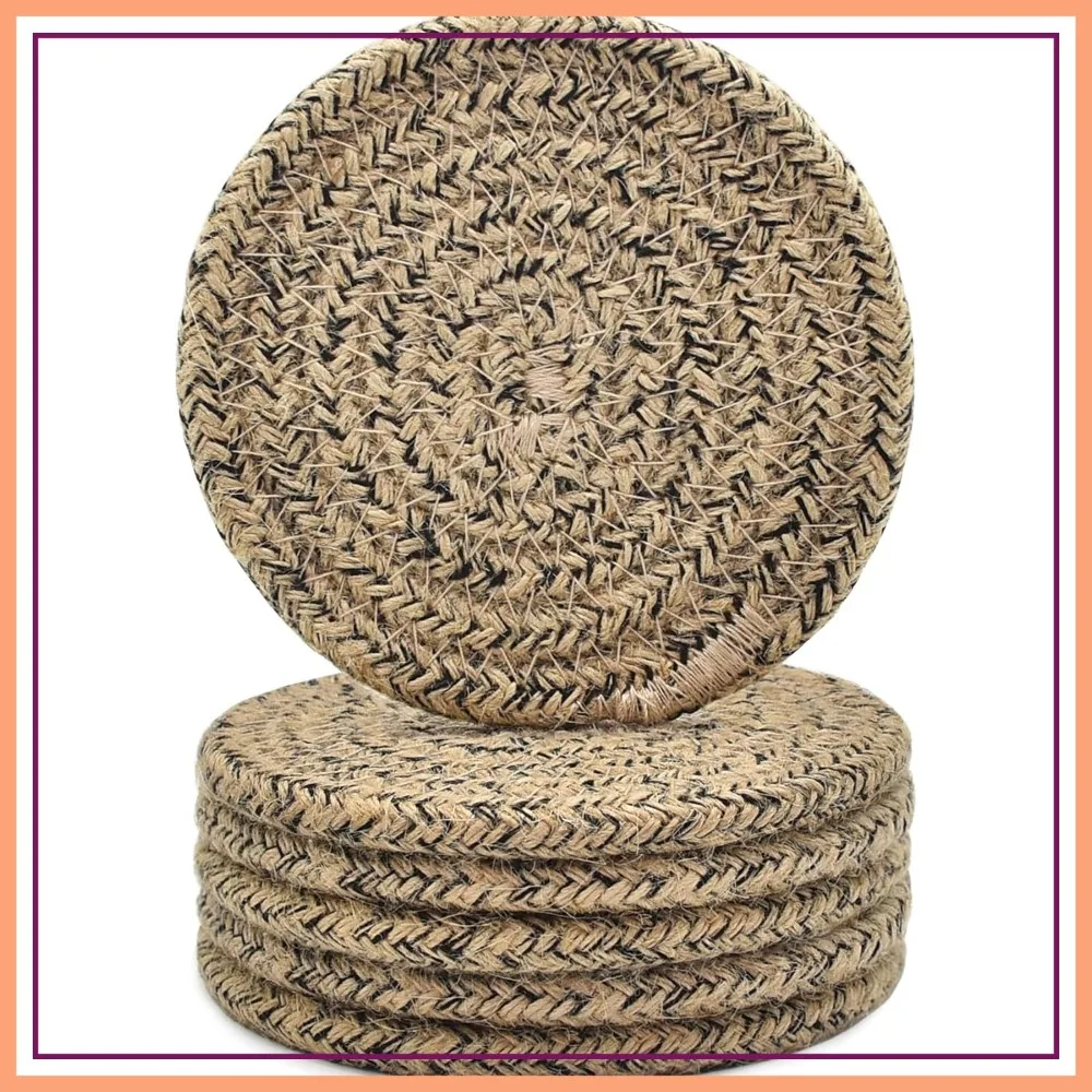 Woven Coasters Set of 6, Boho Absorbent Drinking Coasters, 4.3 Inch - Housewarming Gift, Home Decor, Bar Essentials
Woven Coasters Set of 6, Boho Absorbent Drinking Coasters, 4.3 Inch - Housewarming Gift, Home Decor, Bar Essentials