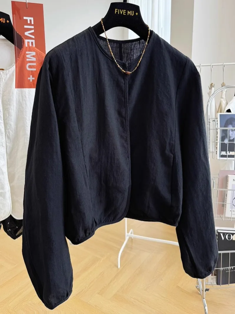 Женская осенняя тонкая универсальная верхняя одежда из хлопка и льна, облегающая, комфортная, с длинным рукавом и круглым вырезом
Женская осенняя тонкая универсальная верхняя одежда из хлопка и льна, облегающая, комфортная, с длинным рукавом и круглым вырезом