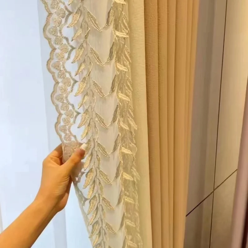 Custom. New French Style 2023 Embroidered Lace Gray Milk Tea Color Light Luxury High-end Simple Translucent Living Room Dou
Custom. New French Style 2023 Embroidered Lace Gray Milk Tea Color Light Luxury High-end Simple Translucent Living Room Dou