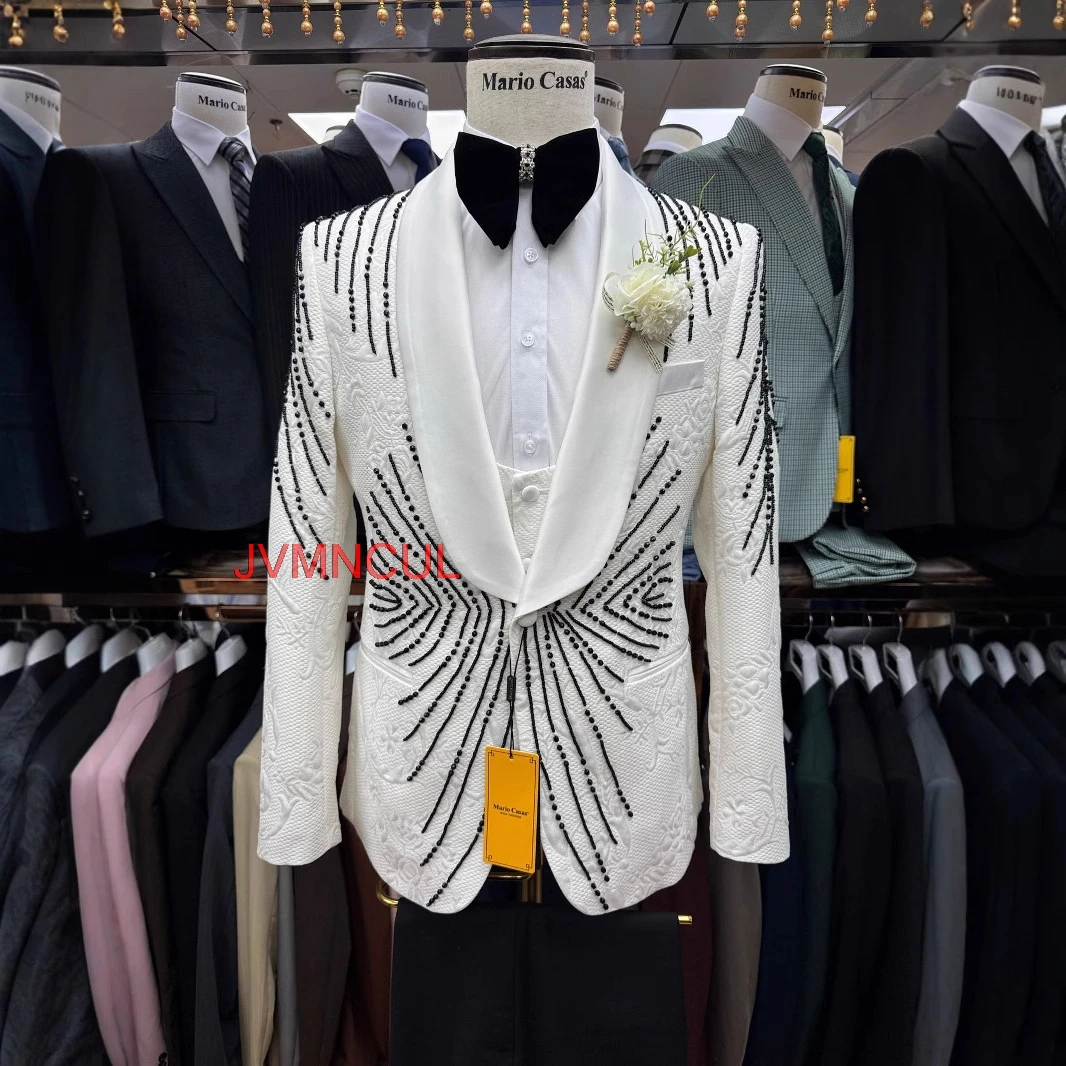 Men's White 3 Piece Suit Tailored Fit Wedding Groom Formal Tuxedo Blazer Vest Pants Set for Reception Gala Ceremony Events
Men's White 3 Piece Suit Tailored Fit Wedding Groom Formal Tuxedo Blazer Vest Pants Set for Reception Gala Ceremony Events