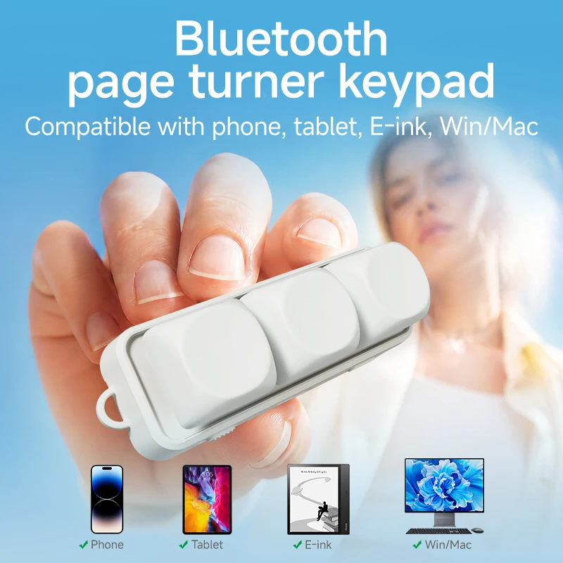 HanlinYuefree3 white small keyboard phone tablet Bluetooth remote control reader page turner
HanlinYuefree3 white small keyboard phone tablet Bluetooth remote control reader page turner