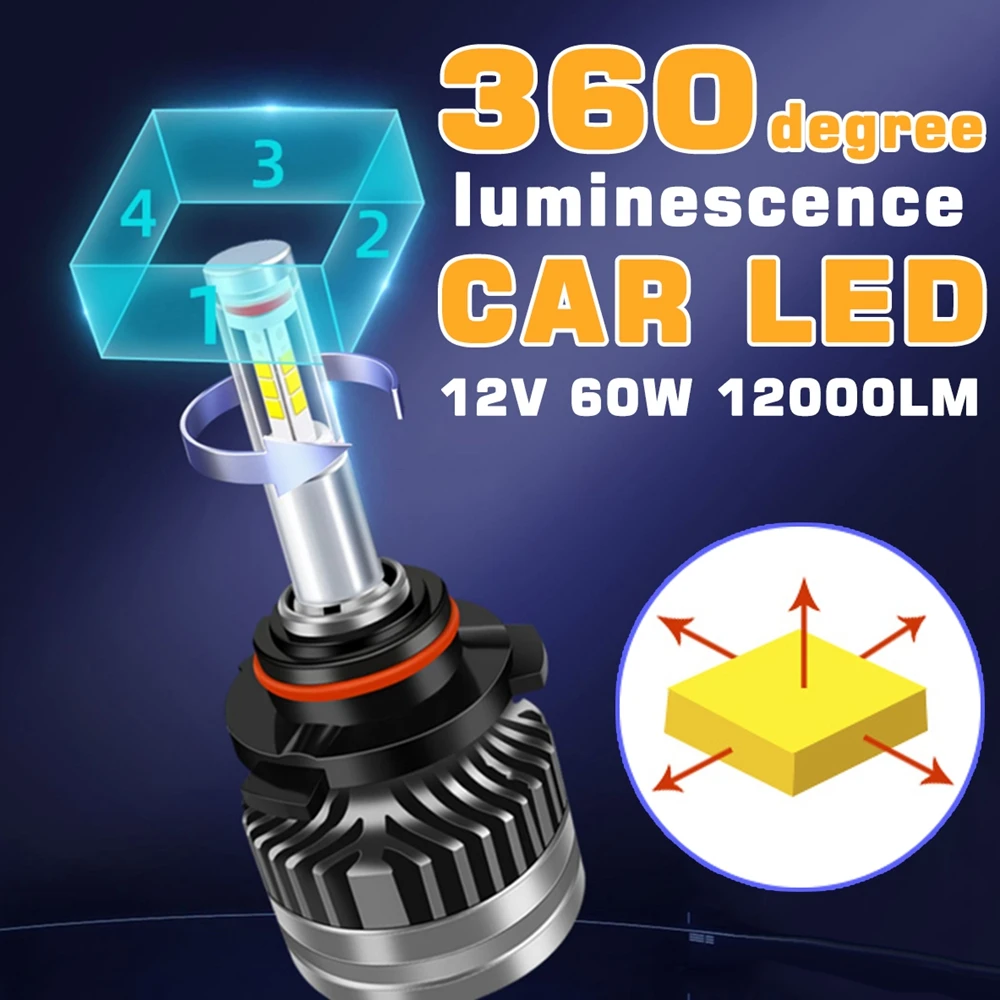 H7 LED 360 Degree LED Headlight Bulb D2H H1 H11 9012 9005 9006 H4 High Low Beam 4 Side Luminous 60W 12000LM DC9-36V
H7 LED 360 Degree LED Headlight Bulb D2H H1 H11 9012 9005 9006 H4 High Low Beam 4 Side Luminous 60W 12000LM DC9-36V