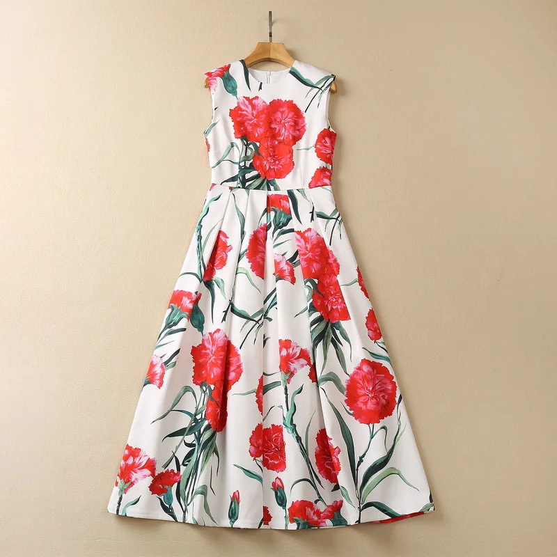 European and American women's clothes 2023 spring new Round neck sleeveless carnation print fashion Pleated Dress XXL
European and American women's clothes 2023 spring new Round neck sleeveless carnation print fashion Pleated Dress XXL