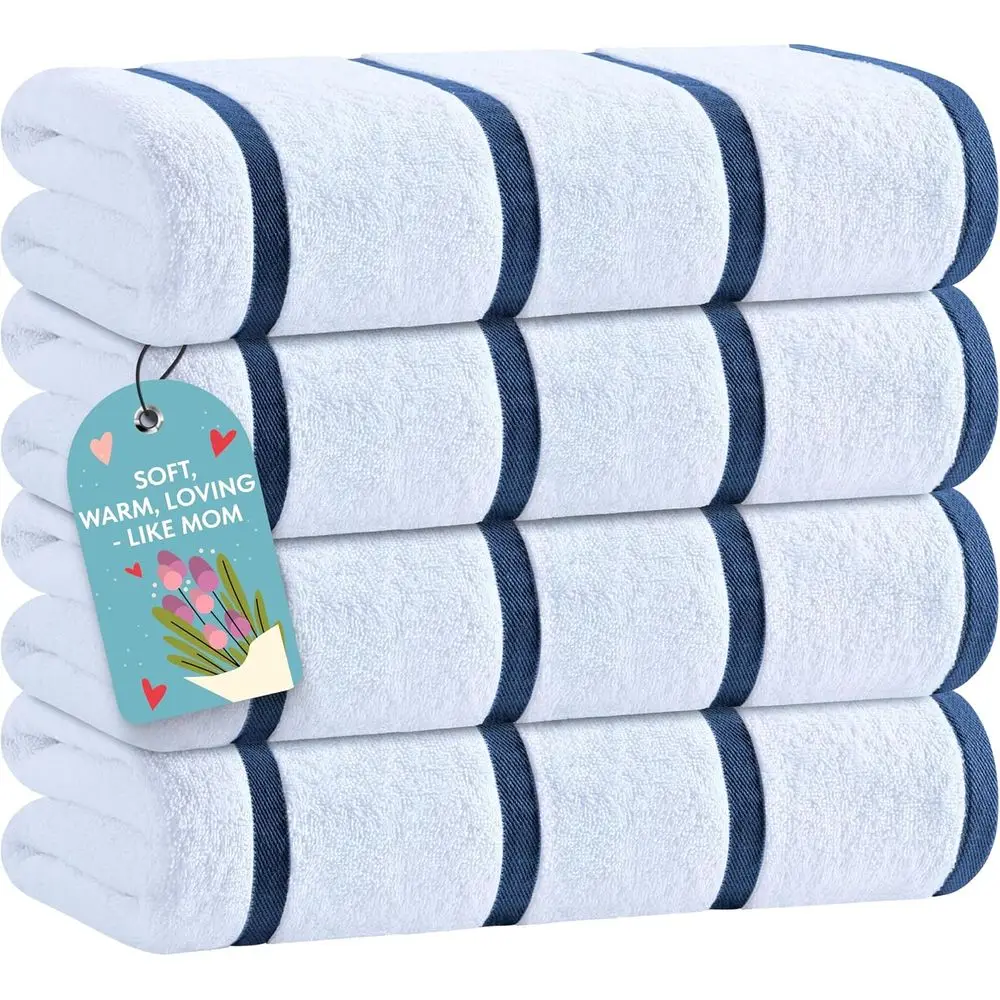Ultra Absorbent Oversized 30 x 60 Striped Beach Towels, Luxury Navy Blue Bath Towels Set of 4
Ultra Absorbent Oversized 30 x 60 Striped Beach Towels, Luxury Navy Blue Bath Towels Set of 4