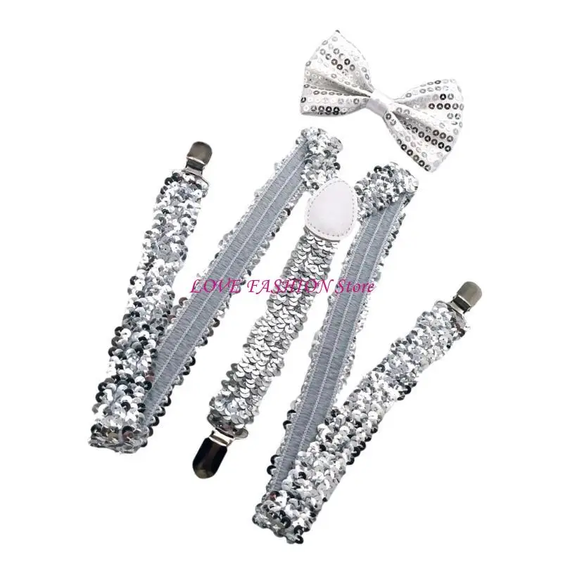 Men's Suspenders Tuxedo Necktie with Metal Clip Popular Shimmering Party Sequined Suspenders Brace for Various Occasion Y166
Men's Suspenders Tuxedo Necktie with Metal Clip Popular Shimmering Party Sequined Suspenders Brace for Various Occasion Y166