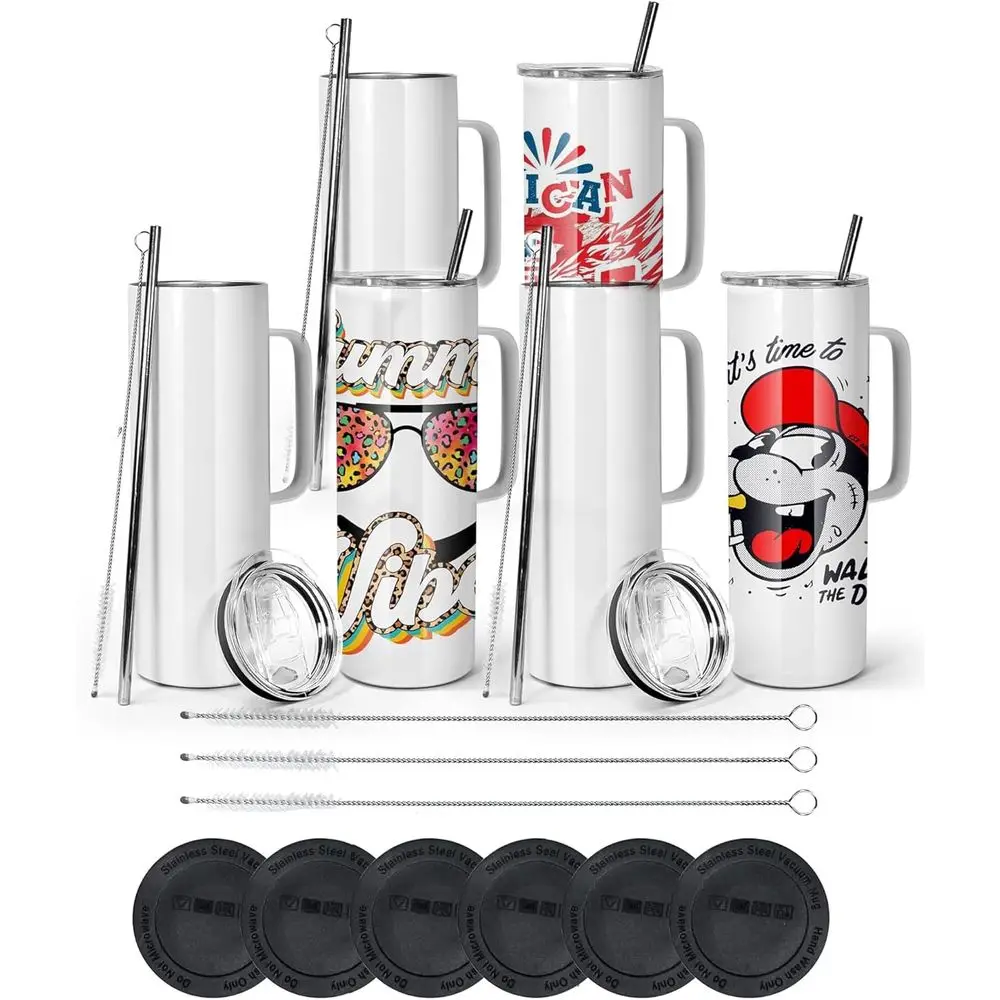 20 oz Sublimation Straight Skinny Tumbler, 6-Pack Stainless Steel Mugs with Lids, Double Wall Insulated Tumbler for Coffee, Tea,
20 oz Sublimation Straight Skinny Tumbler, 6-Pack Stainless Steel Mugs with Lids, Double Wall Insulated Tumbler for Coffee, Tea,