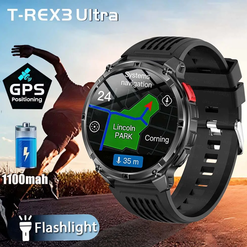 New T-Rex3 Ultra 1100mAh Battery Smart Watches GPS Track Compass IP68 Waterproof Sports tracker Outdoors Military Smartwatches
New T-Rex3 Ultra 1100mAh Battery Smart Watches GPS Track Compass IP68 Waterproof Sports tracker Outdoors Military Smartwatches