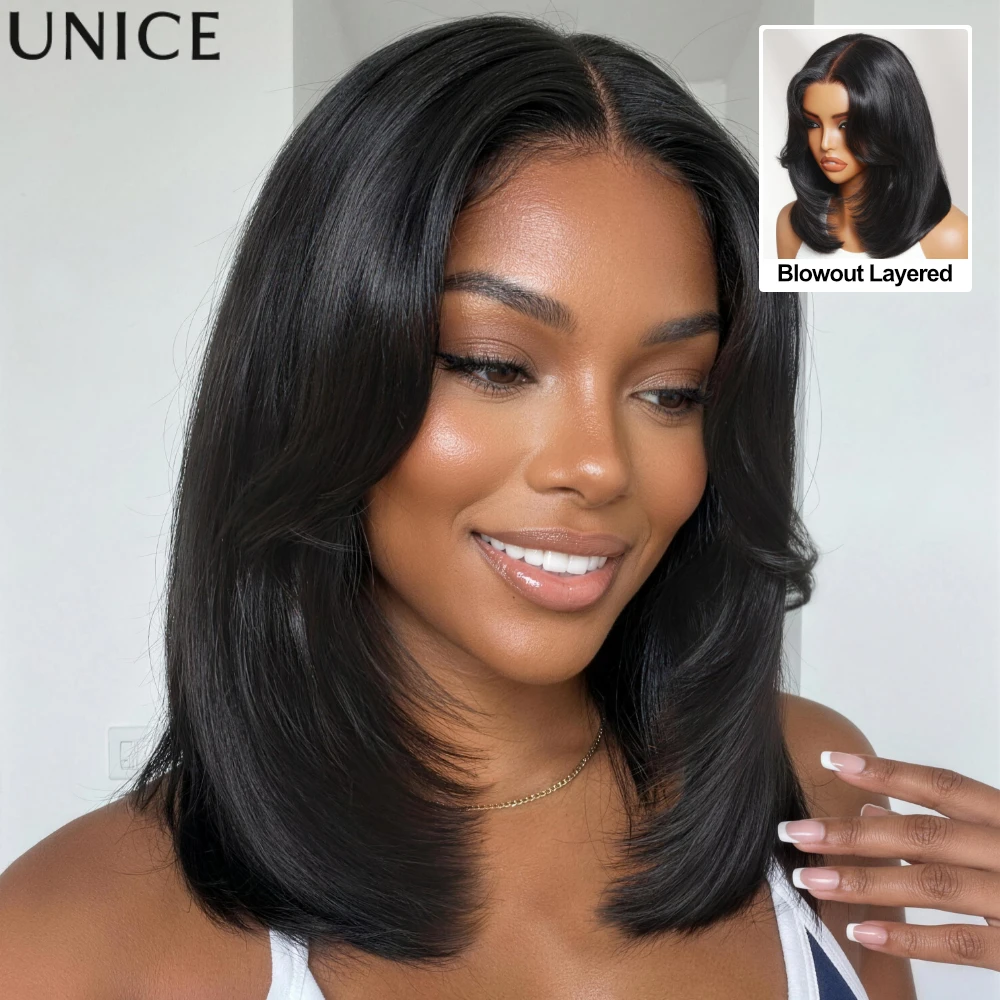 UNice 7x5 Bye Bye Slip™ Lace Natural Black Blowout Layered Bob Wig with Curtain Bang Pre Cut Pre Bleached Glueless Wig Human Hair Ready To Wear
UNice 7x5 Bye Bye Slip™ Lace Natural Black Blowout Layered Bob Wig with Curtain Bang Pre Cut Pre Bleached Glueless Wig Human Hair Ready To Wear