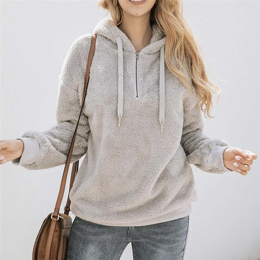 Women Hoodies With Zipper Sweatshirt Warm Autumn Hoodie Female Loose Streetwear Wool Hooded
Women Hoodies With Zipper Sweatshirt Warm Autumn Hoodie Female Loose Streetwear Wool Hooded