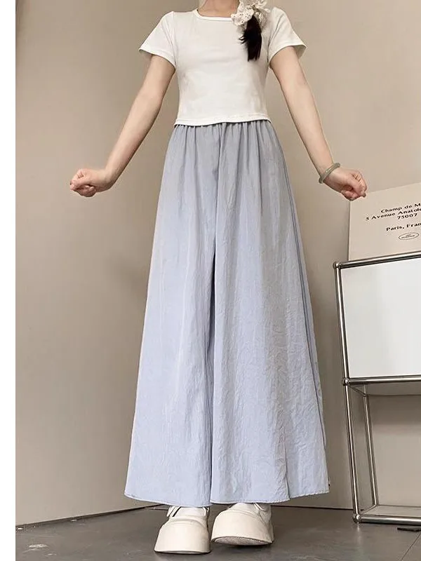 High Waist Wide Leg Ice Silk Skirt Pants Women's Summer Thin Casual Loose Comfortable Commute Style Pocket Detail Elastic Waist
High Waist Wide Leg Ice Silk Skirt Pants Women's Summer Thin Casual Loose Comfortable Commute Style Pocket Detail Elastic Waist