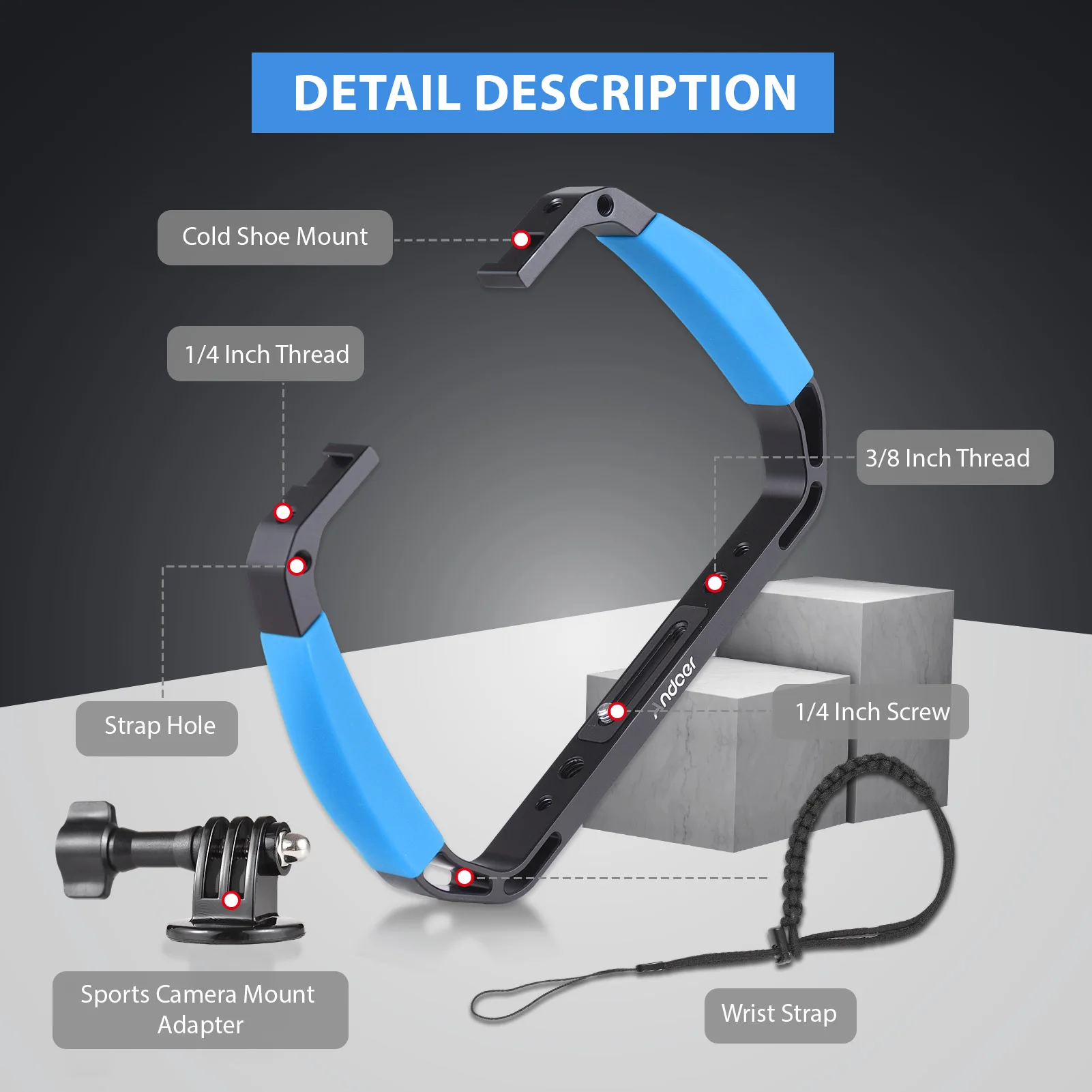 Andoer Sports Camera Underwater Diving Rig Handheld Stabilizer for Action Camera Cage Dive Rig with Cold Shoe Mounts Wrist Strap
Andoer Sports Camera Underwater Diving Rig Handheld Stabilizer for Action Camera Cage Dive Rig with Cold Shoe Mounts Wrist Strap