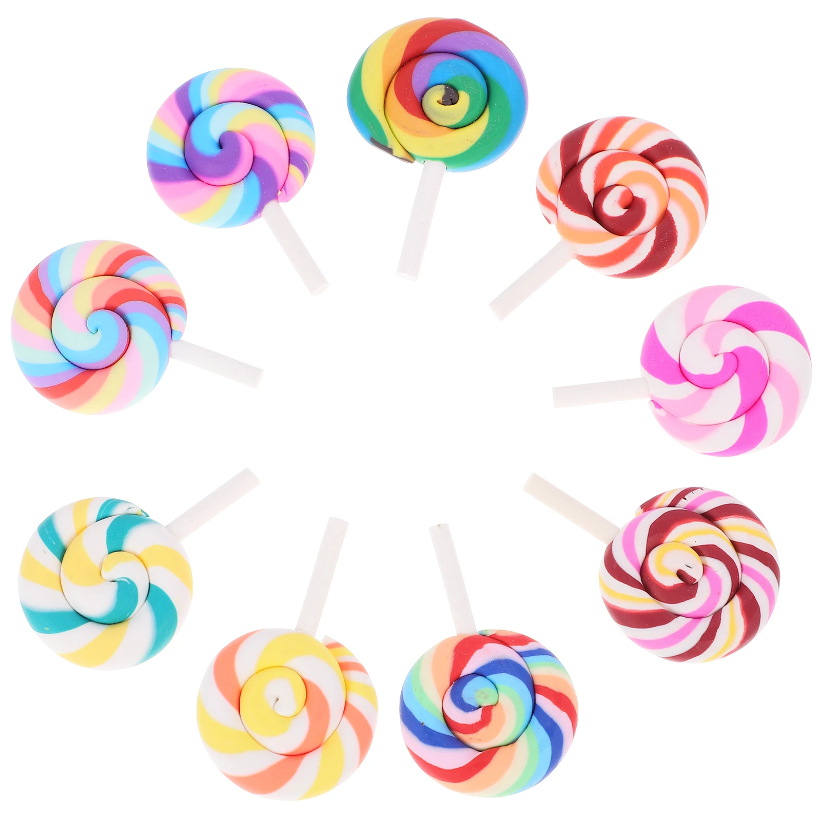 9pcs Rainbow Lollipop Decorative Polymer Clay Models for DIY Mini Kitchen Accessories Simulation Fake Candy Party Props
9pcs Rainbow Lollipop Decorative Polymer Clay Models for DIY Mini Kitchen Accessories Simulation Fake Candy Party Props