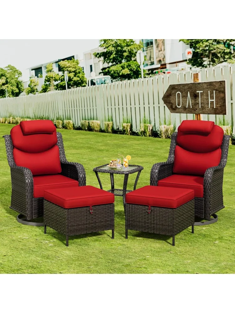 Поворотные стулья-качалки из 2 предметов с пуфиками и приставным столиком, набор мебели для патио из 5 предметов, плетеный планер для улицы с высокой спинкой
Поворотные стулья-качалки из 2 предметов с пуфиками и приставным столиком, набор мебели для патио из 5 предметов, плетеный планер для улицы с высокой спинкой