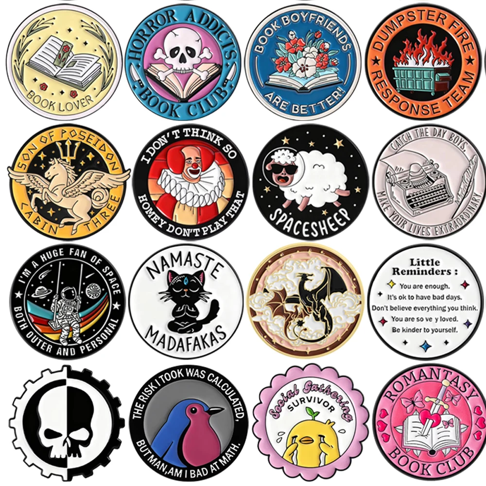 Creative Round Skull Animals Enamel Pins Cartoon Book Motivational Quotes Lobster Lobster Astronaut Lapel Badge Backpack Jewelry
Creative Round Skull Animals Enamel Pins Cartoon Book Motivational Quotes Lobster Lobster Astronaut Lapel Badge Backpack Jewelry