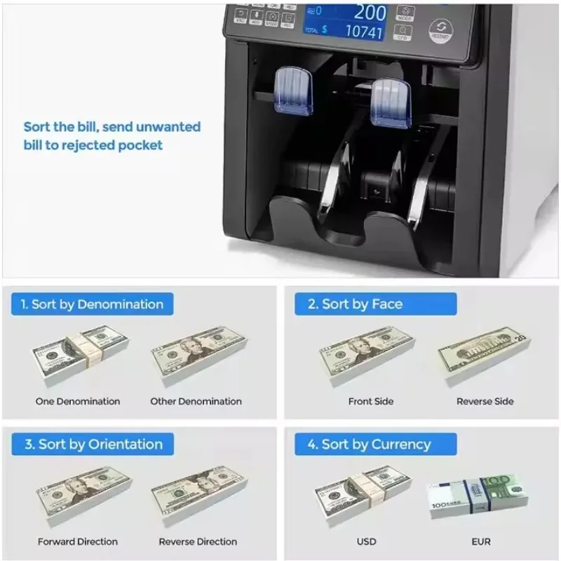 950 2 Pocket Cashing Counting Mixed Denomination Money Value Counter Bill Detector Machine Currency Sorter
950 2 Pocket Cashing Counting Mixed Denomination Money Value Counter Bill Detector Machine Currency Sorter