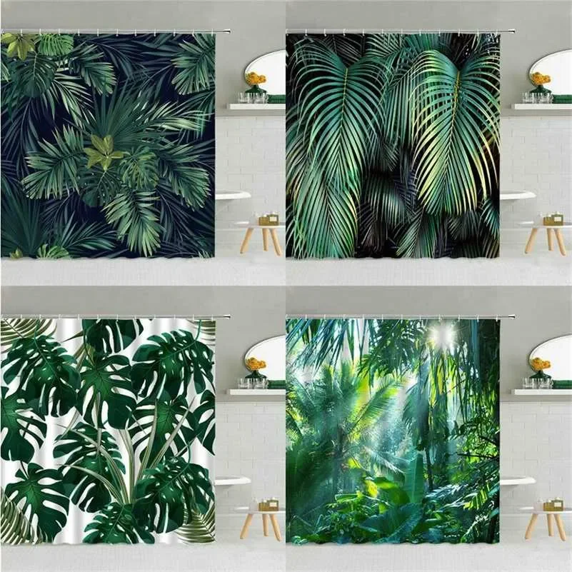 Tropical Palm & Monstera Shower Curtain, Jungle Leaf Print, Waterproof Polyester Bathroom Curtain with Hooks
Tropical Palm & Monstera Shower Curtain, Jungle Leaf Print, Waterproof Polyester Bathroom Curtain with Hooks