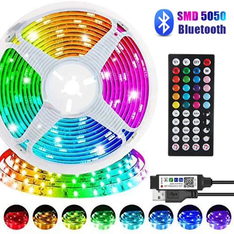 Светодиодная лента RGB 5050 с инфракрасным Bluetooth-управлением, гибкая лента для подсветки телевизора, домашнего декора
Светодиодная лента RGB 5050 с инфракрасным Bluetooth-управлением, гибкая лента для подсветки телевизора, домашнего декора