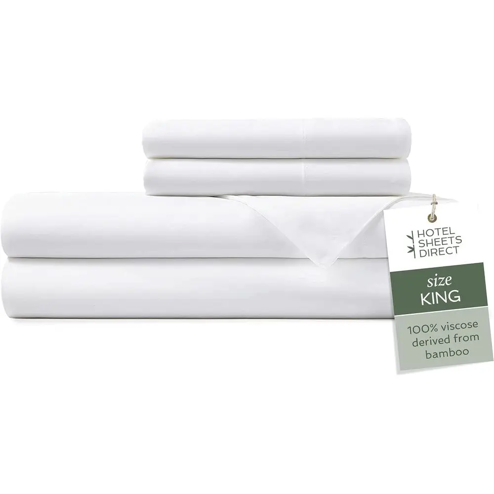 King Size Bamboo Viscose Bed Sheet Set with 2 Pillowcases: Cooling, Breathable, Moisture-Wicking Luxury Linens in Silky Soft Whi
King Size Bamboo Viscose Bed Sheet Set with 2 Pillowcases: Cooling, Breathable, Moisture-Wicking Luxury Linens in Silky Soft Whi