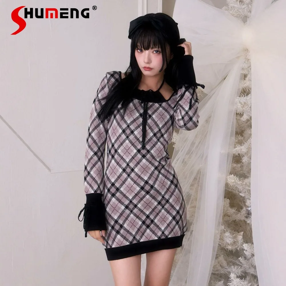 Japanese Style New Fashion Sweet Plaid Short Dresses Girls Women's Slim Fit Elegant Retro Halter Long Sleeve Dress 2026 Spring
Japanese Style New Fashion Sweet Plaid Short Dresses Girls Women's Slim Fit Elegant Retro Halter Long Sleeve Dress 2026 Spring