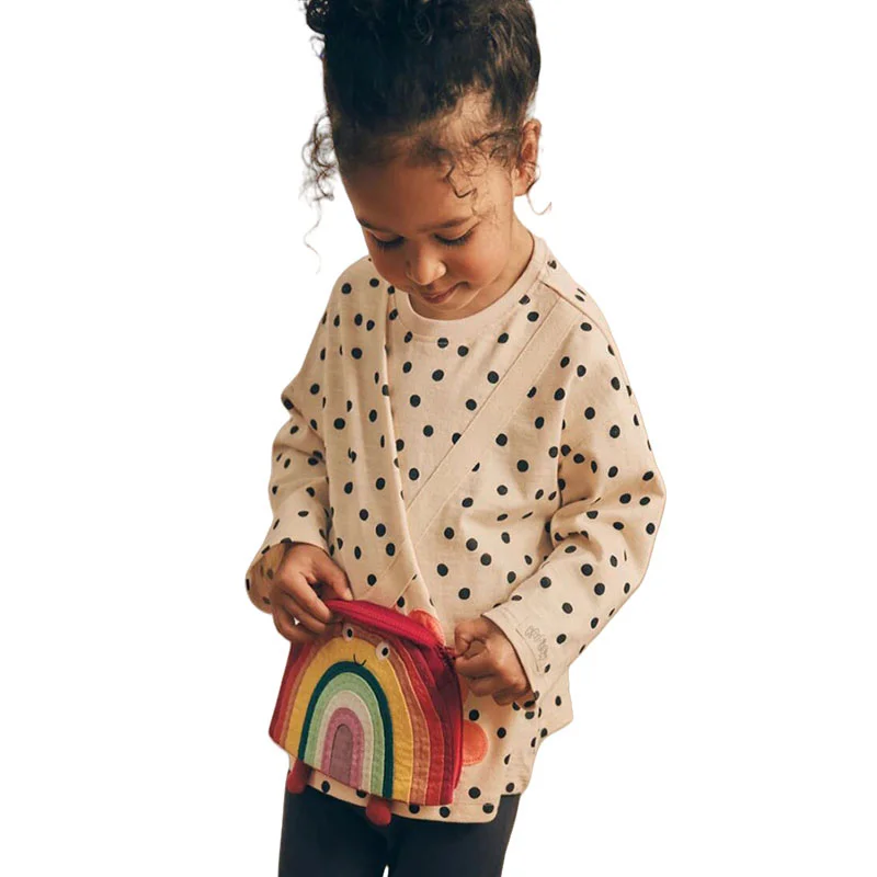3-8T Long Sleeve Girls T Shirts Polka Dots Cotton Kids Autumn Spring Rainbow Bag Applique Children's Clothes Toddler Shirts
3-8T Long Sleeve Girls T Shirts Polka Dots Cotton Kids Autumn Spring Rainbow Bag Applique Children's Clothes Toddler Shirts