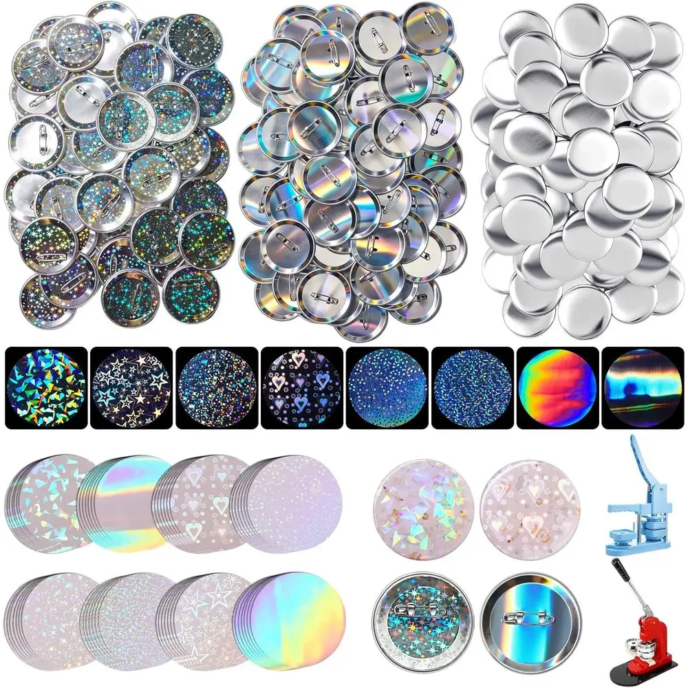 200 Sets 2.25 Inch 58mm Button Maker Supplies or Pin Maker hine Kit Including 200 Holographic Sparkling ilms, 100 Laser Back 100
200 Sets 2.25 Inch 58mm Button Maker Supplies or Pin Maker hine Kit Including 200 Holographic Sparkling ilms, 100 Laser Back 100